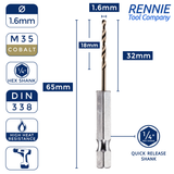 Hex Shank Cobalt Jobber Drill Bits For Hard Metals & Stainless Steel