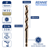 Hex Shank Cobalt Jobber Drill Bits For Hard Metals & Stainless Steel