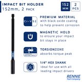 150mm Long Magnetic Impact Driver / Screwdriver Bit Holders Coated
