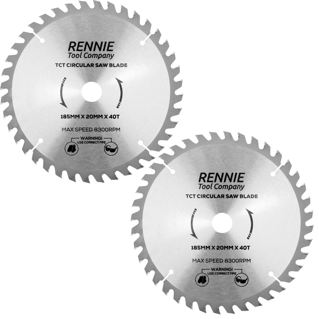 2 Pack 185mm x 20mm Bore x 40T TCT Saw Blade Fits Evolution Bosch Ma