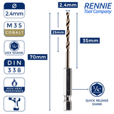 Hex Shank Cobalt Jobber Drill Bits For Hard Metals & Stainless Steel