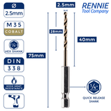 Hex Shank Cobalt Jobber Drill Bits For Hard Metals & Stainless Steel