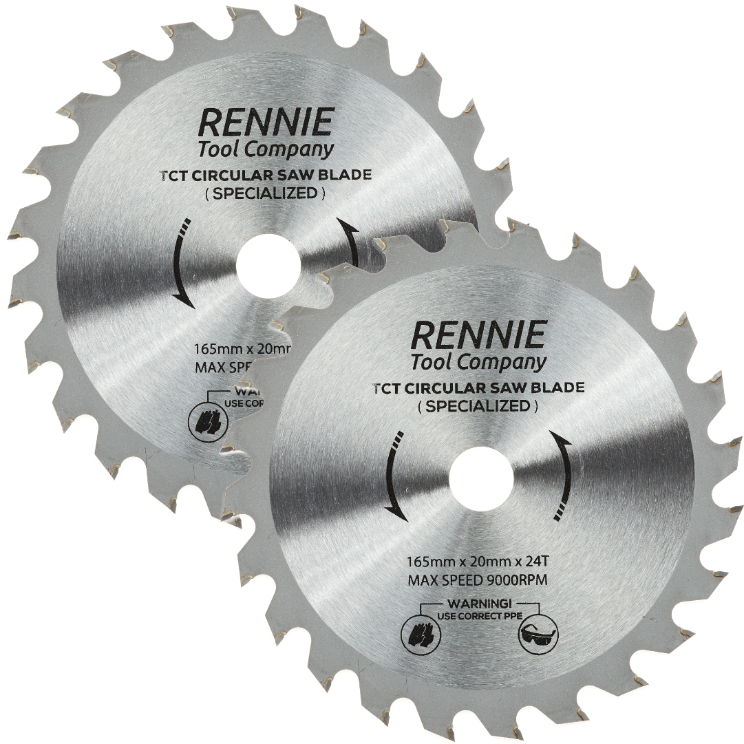 2Pack 165mmx24T TCT Cordless Circular Wood Saw Blades