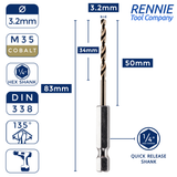 Hex Shank Cobalt Jobber Drill Bits For Hard Metals & Stainless Steel