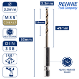 Hex Shank Cobalt Jobber Drill Bits For Hard Metals & Stainless Steel
