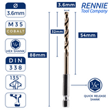 Hex Shank Cobalt Jobber Drill Bits For Hard Metals & Stainless Steel
