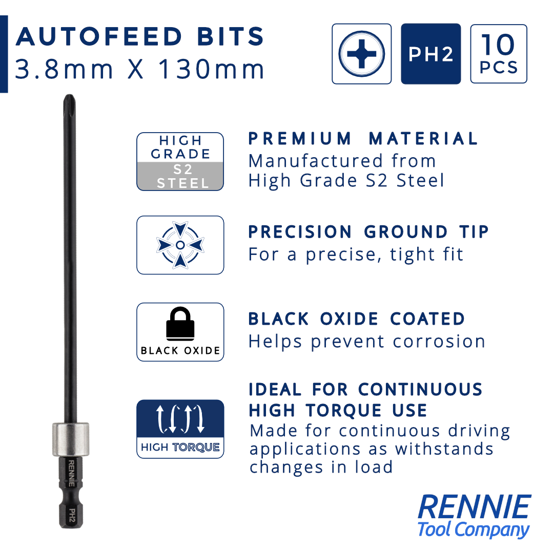 Rennie Tools PH2 Schlagschrauber-Bits Set – 20 Stück, 25 Mm, Kreuzschlitz