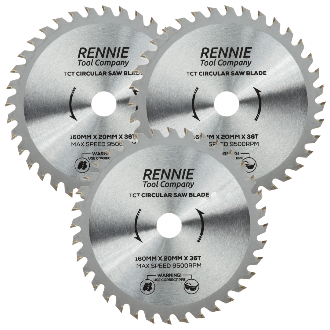 3 Pack 160mm x 36T TCT Circular Wood Saw Blades