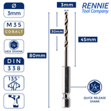 Hex Shank Cobalt Jobber Drill Bits For Hard Metals & Stainless Steel