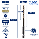 Hex Shank Cobalt Jobber Drill Bits For Hard Metals & Stainless Steel
