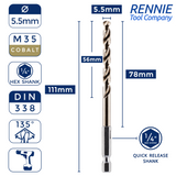 Hex Shank Cobalt Jobber Drill Bits For Hard Metals & Stainless Steel