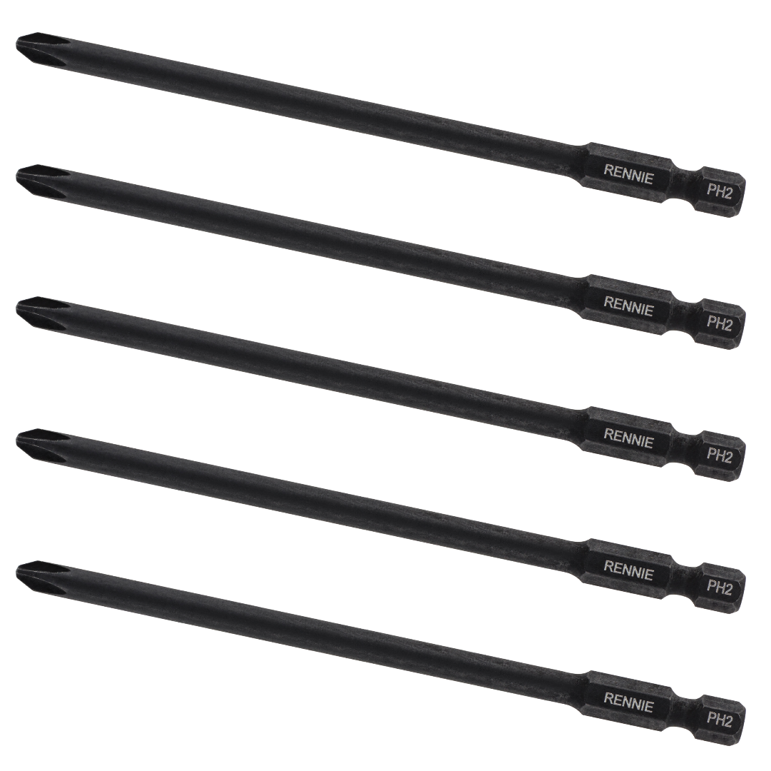 5-Pack PH2 116mm Autofeed Screwdriver Bits-Rennie Tool
