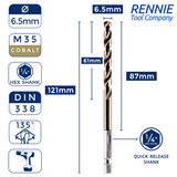 Hex Shank Cobalt Jobber Drill Bits For Hard Metals & Stainless Steel