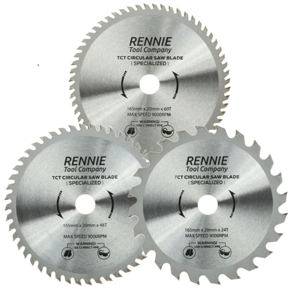 3P-165mmx24T 48T & 60T TCT Cordless Circular Wood Saw Blades With Thin Kerf.