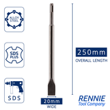 SDS Plus 20mm Wide Narrow Chisel x 250mm Long