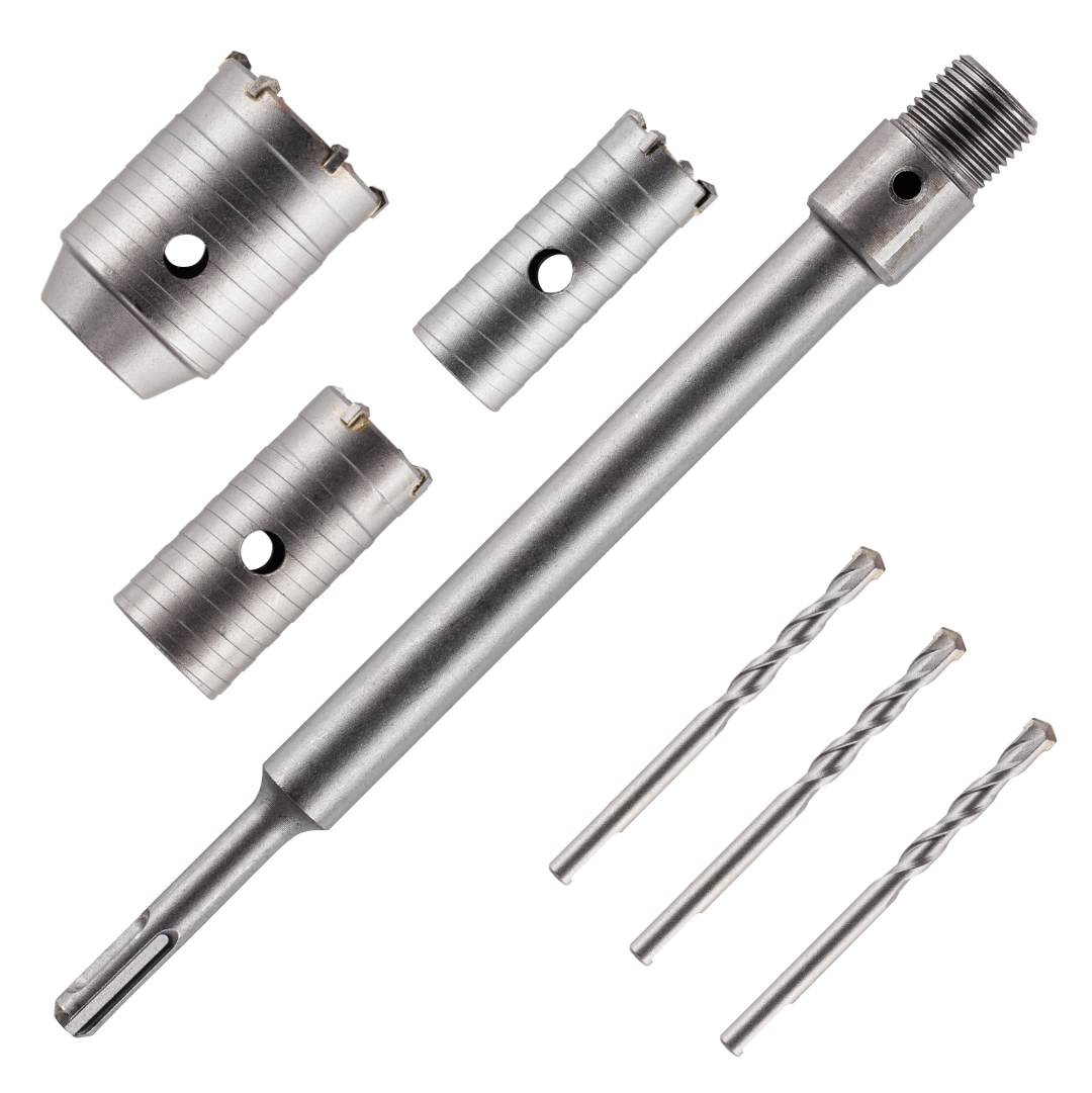 7-Piece TCT Core Drill Bit Set SDS Adapter Included