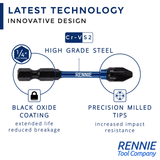 8 Piece Extra Long PZ2 Magnetic Impact Screwdriver Bits Set With Impact Bit Holders