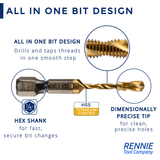 6-Piece Combination HSS Drill Tap Set - 3mm, 4mm, 5mm, 6mm, 8mm, 10mm