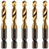 M6 x 1 Combination Tap And Drill Bits HSS Titanium Coated. 1/4" Hex Shank