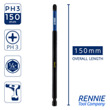 10 Pack PH3 x 150mm Extra Long Magnetic Impact Screwdriver Bits Set Phillips #3