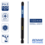 10 Pack PH3 x 100mm Long Magnetic Impact Screwdriver Bits Set Phillips #3