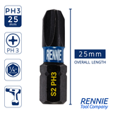 20 Pack PH3 x 25mm Impact Screwdriver Bits Set Phillips #3