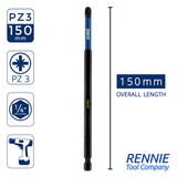 10 Pack PZ3 x 150mm Extra Long Magnetic Impact Screwdriver Bits Set Pozidriv (Pozi 3)