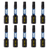 10 Pack - T25 Torx 32mm Long Magnetic Impact Screwdriver Bits Set TX25