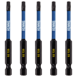 5 Pack - T25 Torx 75mm Long Magnetic Impact Screwdriver Bits Set TX25