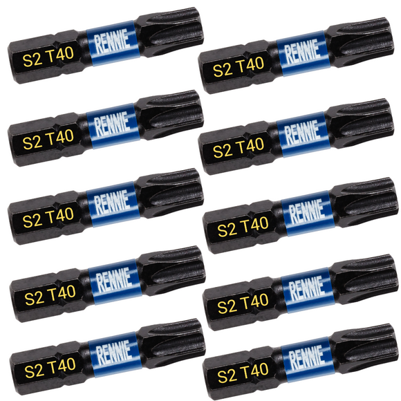 10 Pack - T40 Torx 32mm Long Magnetic Impact Screwdriver Bits Set TX40