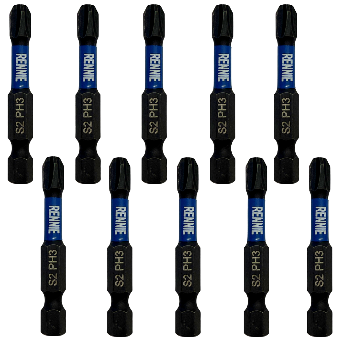 10P PH3 x 50mm Magnetic Impact Screwdriver Bits Set