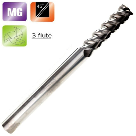 Solid Carbide 3 Flute Aluminium Endmill Extra Long Series