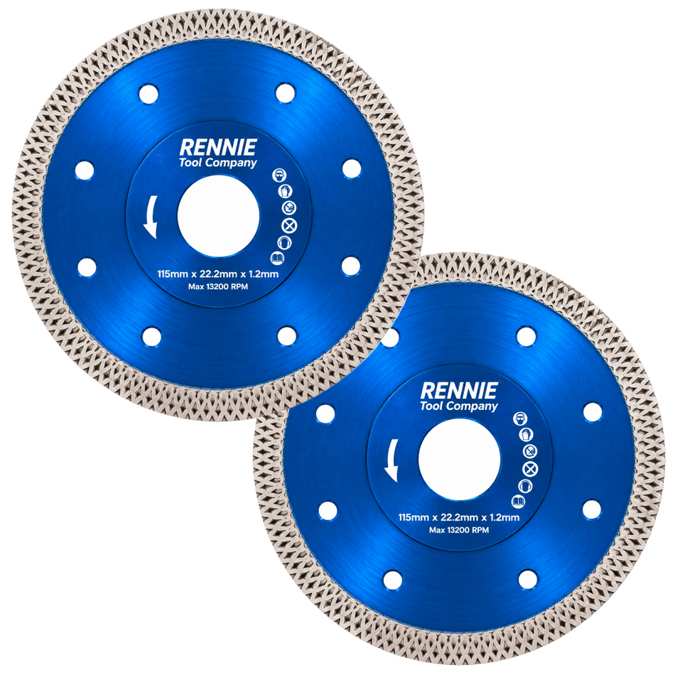 2 Pack 115mm Ultra 1.2mm Thin Diamond Cutting Discs / Blades For Masonry Tiles ETC