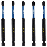 5 Pack PZ2 x 100mm Long Magnetic Screwdriver Bits Set Pozidriv (Pozi 2)