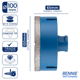 M14 Shank Diamond Tile Drill Bits / Holesaws For Use With Angle Grinders