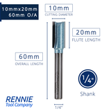 1/4" Shank TCT Tipped Straight Flute Router Bits Fits Makita Festool Dewalt Trend Routers
