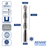 Solid Carbide 2 Flute Ballnose Up Cut Router Bits