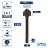 1/2" Diameter x 1/4" Shank x 90 Degree V Groove Router Bit For Folding / Scoring ACM Dibond Aluminium Etc