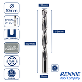 Solid Carbide 2 Flute Ballnose Up Cut Router Bits