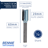 1/4" Shank TCT Tipped Straight Flute Router Bits Fits Makita Festool Dewalt Trend Routers