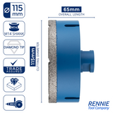 M14 Shank Diamond Tile Drill Bits / Holesaws For Use With Angle Grinders