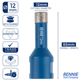 M14 Shank Diamond Tile Drill Bits / Holesaws For Use With Angle Grinders