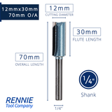 1/4" Shank TCT Tipped Straight Flute Router Bits Fits Makita Festool Dewalt Trend Routers