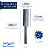 1/4" Shank TCT Tipped Straight Flute Router Bits Fits Makita Festool Dewalt Trend Routers