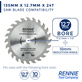135mm x 24T TCT Circular Wood Saw Blades Fits Bosch, Makita, Black & Decker, Dewalt etc