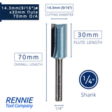 1/4" Shank TCT Tipped Straight Flute Router Bits Fits Makita Festool Dewalt Trend Routers