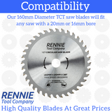 160mm x 36T TCT Circular Wood Saw Blade Fits Bosch, Makita and more.