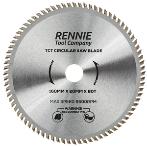 160mm x 80T TCT Circular Wood Saw Blade Fits Bosch, Makita, Black & Decker, Dewalt, Festool TS55 etc