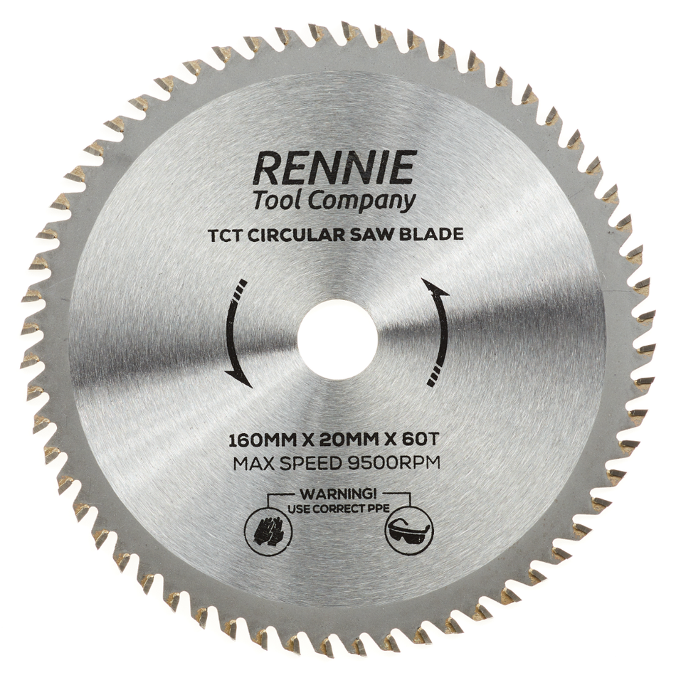 160mm x 60T TCT Circular Wood Saw Blade Fits Bosch, Makita, Black & Decker, Dewalt, Festool TS55 etc