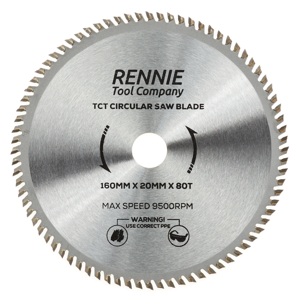 160mm x 80T TCT Circular Wood Saw Blade Fits Bosch, Makita, Black & Decker, Dewalt, Festool TS55 etc